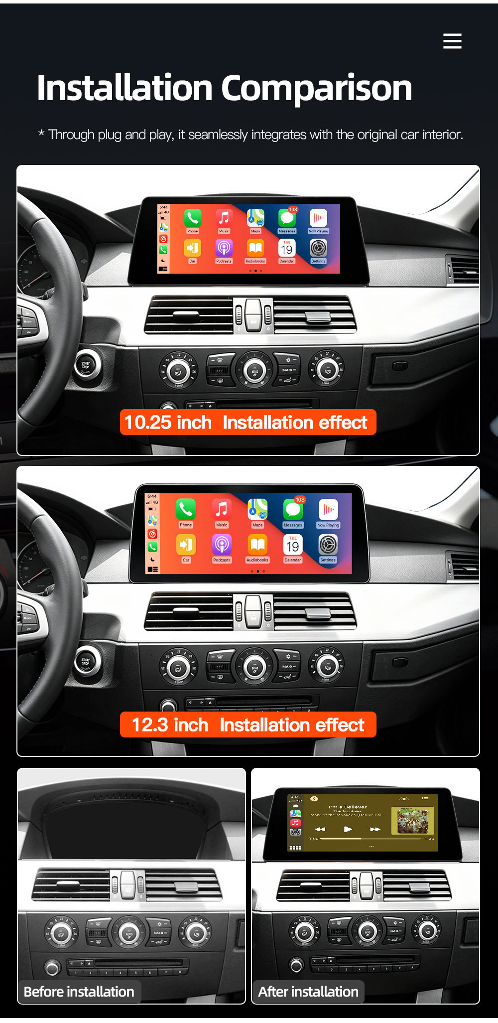 Suitable for BMW 5 Series E60 E61 E63 E64 car central control large screen navigation Carplay player