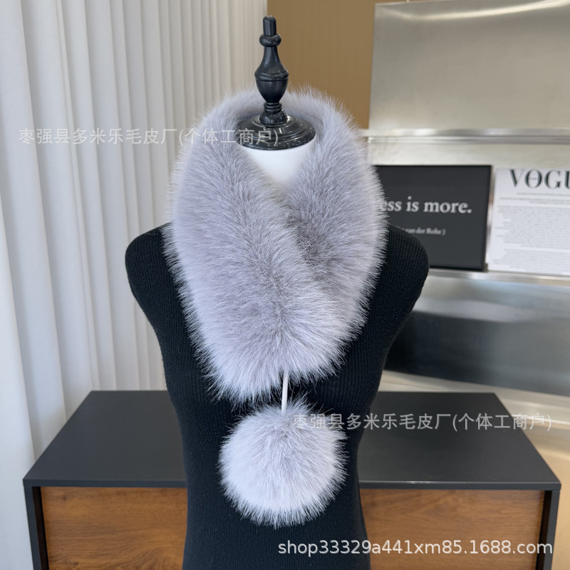 Imitation Fox Fur Scarf for Women, Warm Faux Fur Korean Style Fashion Light Luxury Large Fur Ball Magnetic Buckle Scarf Neck Warmer
