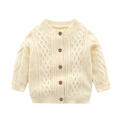 Cross-border Baby Autumn/Winter Jacket Children's Sweater Boy Baby Cable Knit Cardigan British Style Toddler Knit Jacket
