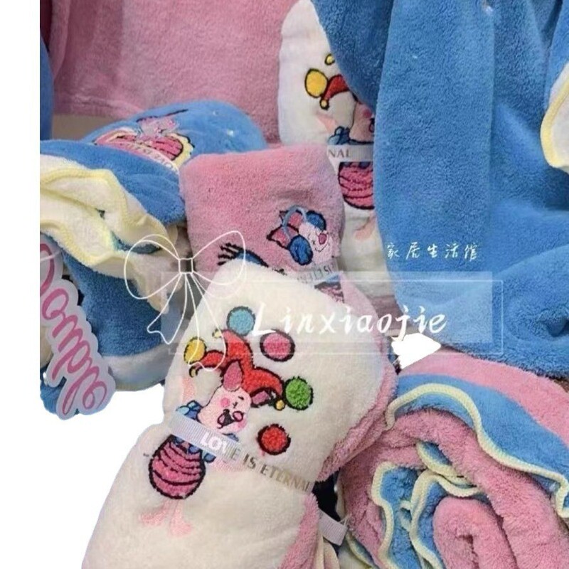 Piglet Bath Towel Lace Bath Skirt Hair Dried Hat Big Bath Towel Cute Girls' Bathrobe Wrap Embroidery Dormitory Absorbent Thickened
