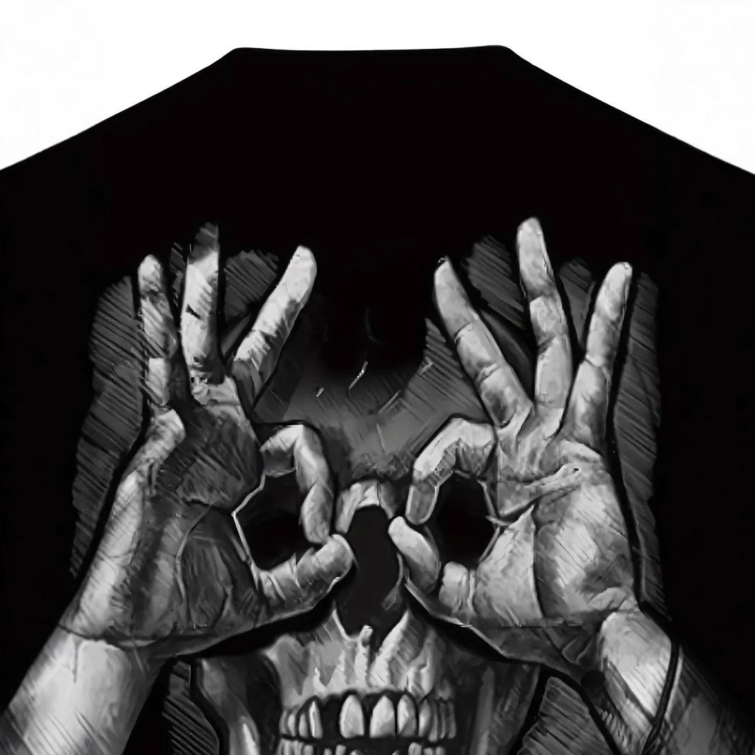 Gestos divertidos y divertidos Skeleton estampado 3D para hombre, malla suelta, manga corta transpirable, camiseta de cuello redondo