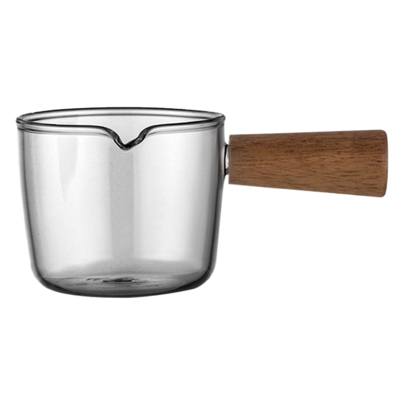 Simple side wooden handle transparent glass small Milk Cup coffee with milk Cup household Mini Milk Jar sauce sauce cup
