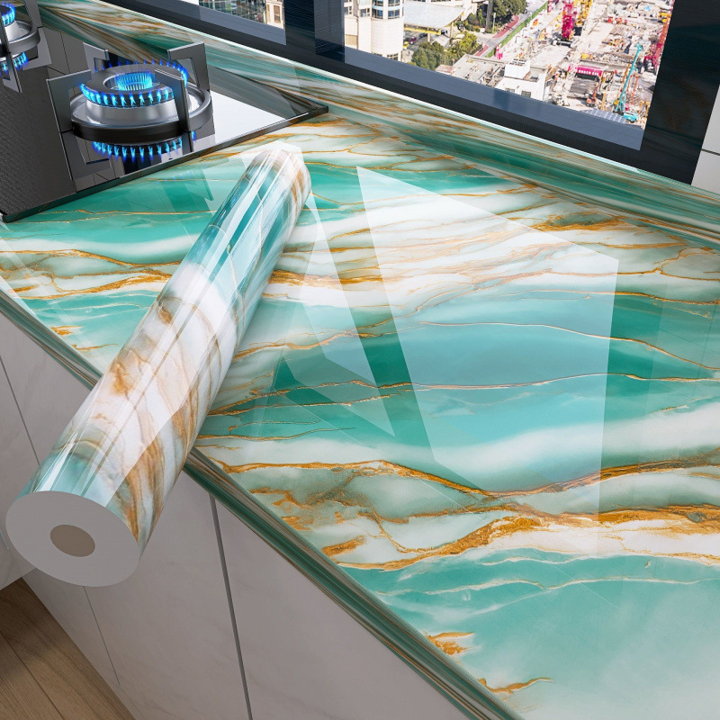 加厚厨房防水防油贴纸耐高温灶台大理石橱柜翻新墙纸