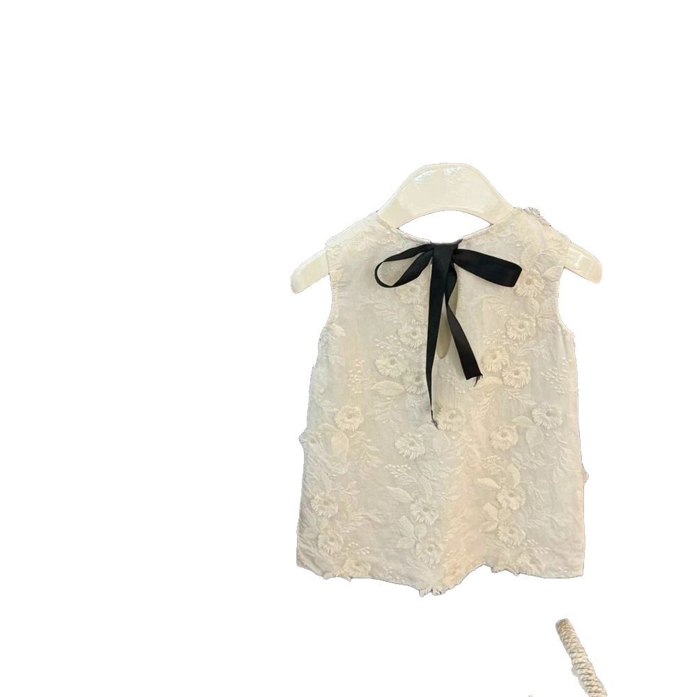 ¡Chao Feng Qi es hermoso! Bebés pesados nuevos chinos de verano alta sensación chaleco bordado falda de princesa