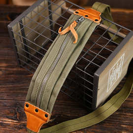 夏季美式复古军式风胸包做旧帆布配牛皮休闲运动斜挎包随身手机包