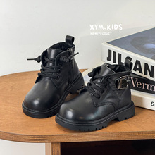 2025年秋季新款宝宝马丁靴儿童时尚帅气金属扣男女童真皮靴子