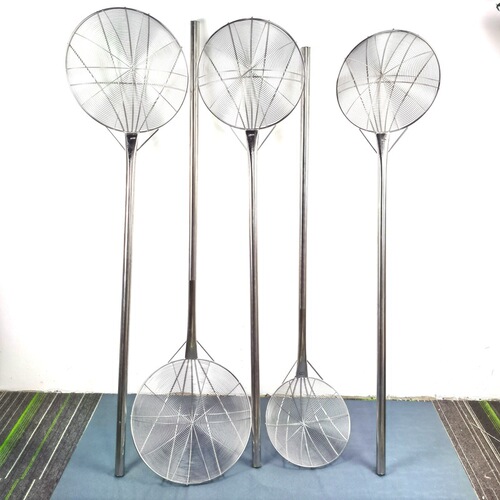 Stainless steel extended handle colander large strainer thickened line leakage frying net fried fence canteen factory large filter