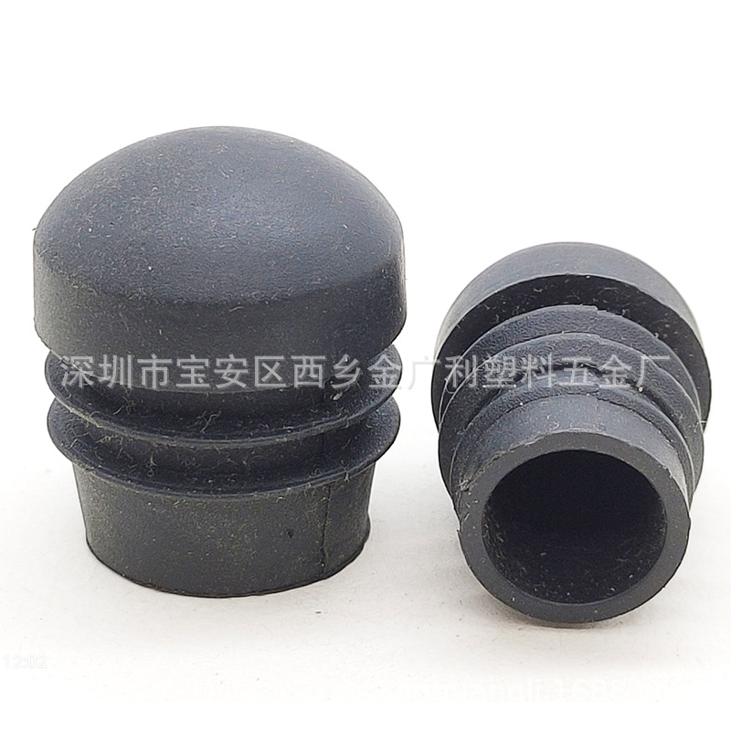 PE塑料管塞圆形户外家具脚塞铁铝不锈钢锥管塑料堵头黑色Φ16Φ19