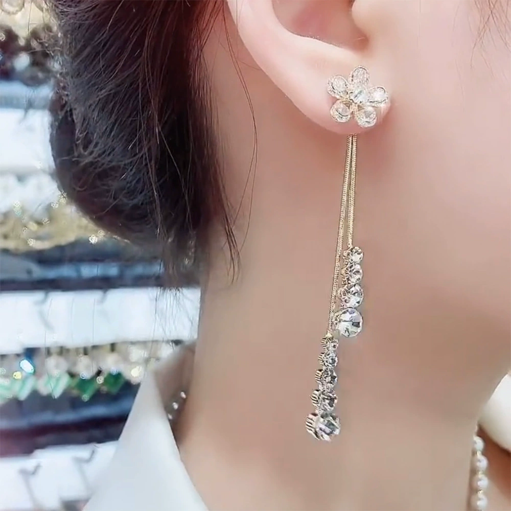 Серьги с серебряной иглой и кисточками, стиль light luxury, высококачественный стиль, яркий запоминающийся стиль, цветочные мотивы, образец серебра 925, двойное ношение