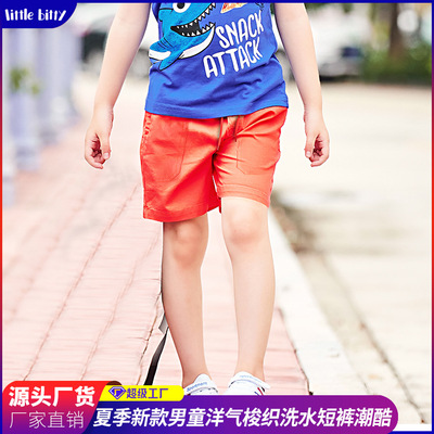 男童短裤2022新款洋夏季沙滩潮酷中小童休闲纯色梭织短裤批发童装|ms