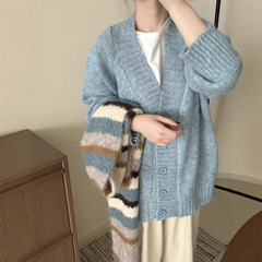 大版宽松毛衣外套2025秋冬新款冰淇凌色女装软糯百搭慵懒风针织衫
