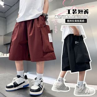 Children's Summer Shorts Pants 2025 New Thin Style for Older Boys, Mid-Length Cargo Shorts for Outdoor Wear