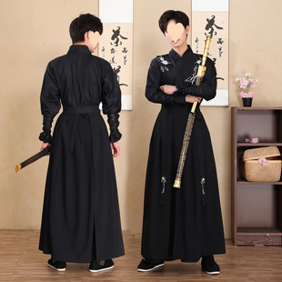 Hanfu Men's Chinese Style Ancient Martial Arts Swordsman Men's Plus Size Gentleman Ancient Costume Black Domineering Female Student Class Uniform Autumn