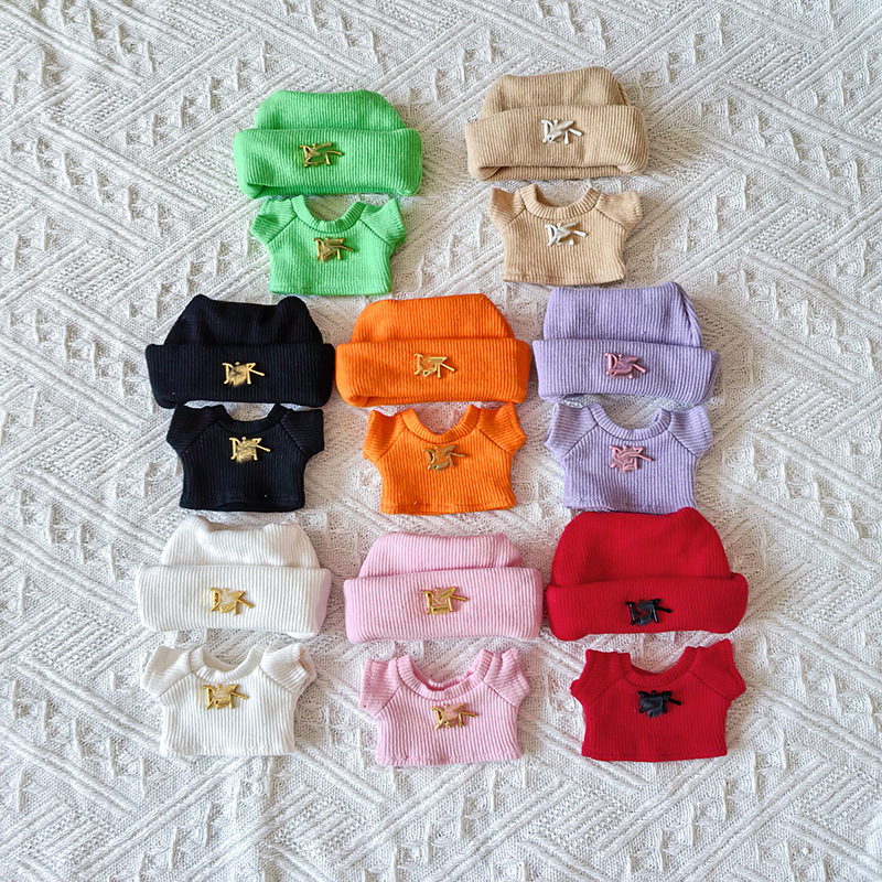 Knitted Suit Suitable for Baby Clothes First, Second and Third Generation 17cm Labubu Macaron Blind Box Sitting Party