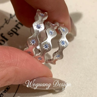 锆石爱心幸运草花朵开口戒指女简约时尚百搭食指戒高级感开口调节