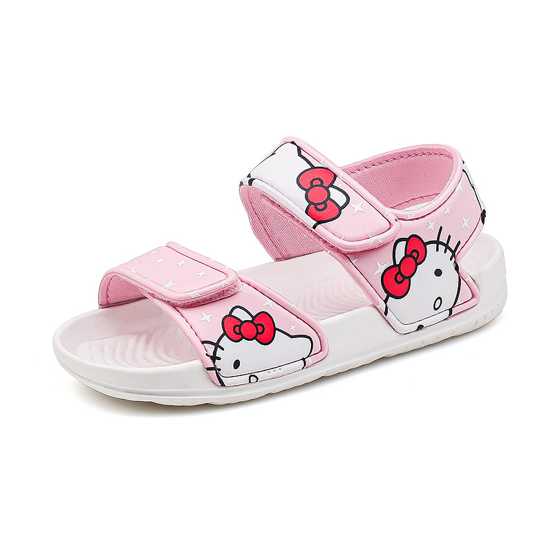 2023 nuevas sandalias de los niños del verano suave inferior dedo del pie velcro dibujos animados playa los