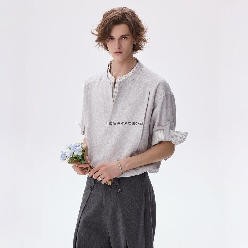 Fake Two-Piece Design Patchwork Men's Fashion Shirt 2026 New Fashion Summer Casual Loose Top Men's Trendy Clothing