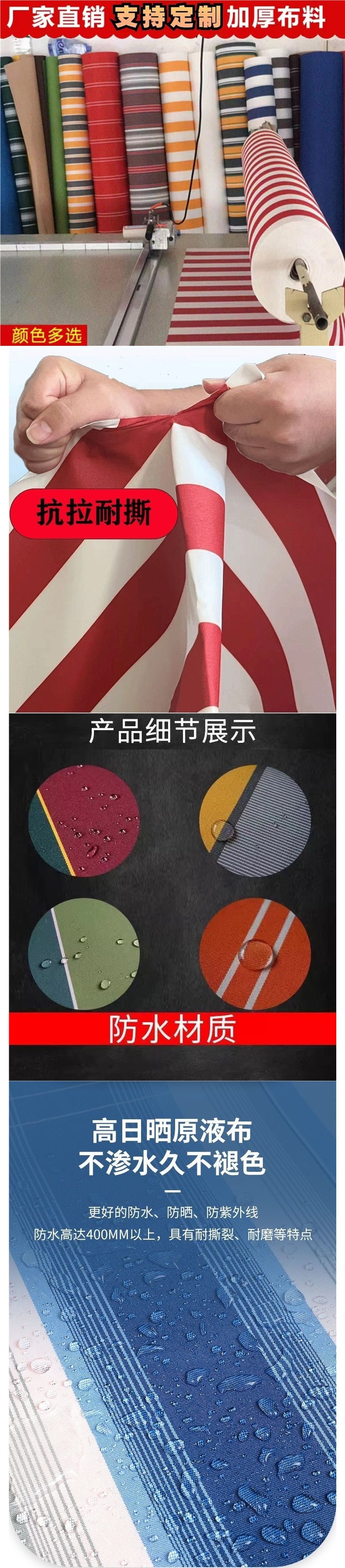 Retractable awning replacement fabric, thickened waterproof and sun-proof rainproof canopy