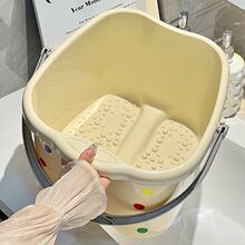泡脚桶家用加厚加高萌趣足浴桶足底按摩波点加盖桶泡脚桶养生一件