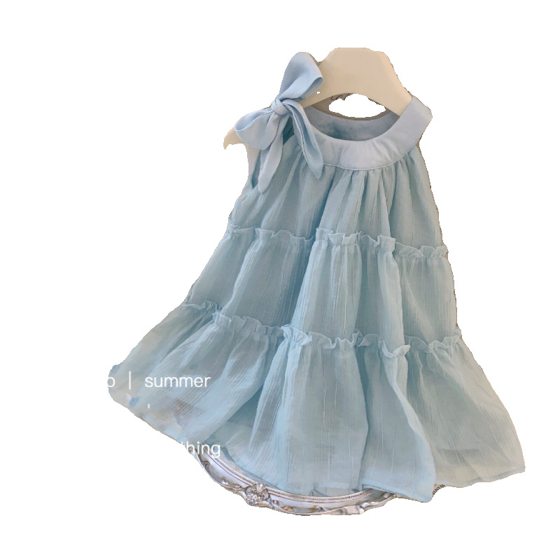 Vestido de verano para niñas, tesoro femenino, dulce, súper hada, falda de pastel sin mangas, vestido halter de un año para niños, falda