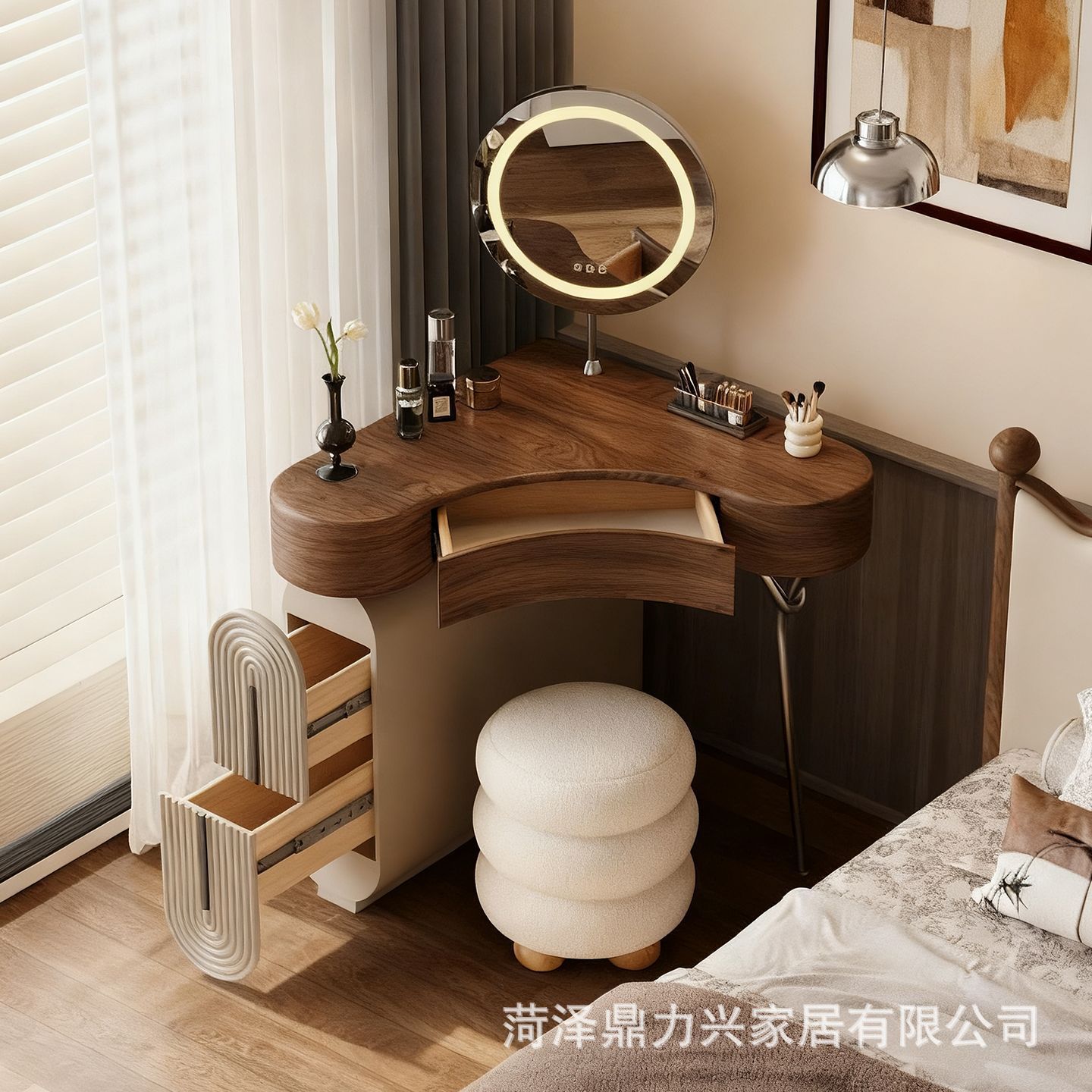 Mini armario minimalista comedor dormitorio simple de alto nivel con lámpara de joyería armario de cama almacenar mesa de maquillaje image 5