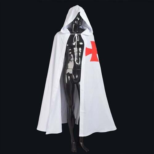 Medieval Templar Knight Warrior Role-Playing Roman Empire Cloak Robe for Halloween Themed Costume