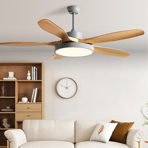 American traditional fan chandelier retro living room bedroom dining room fan light Nordic simple household frequency conversion ceiling fan light
