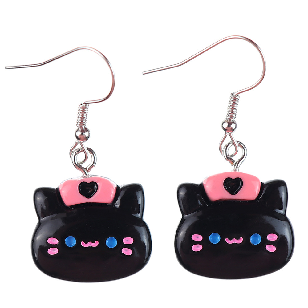 1 Paire Style De Bande Dessinée Mignon Chat Poisson Plastique Boucles D'oreilles display picture 10