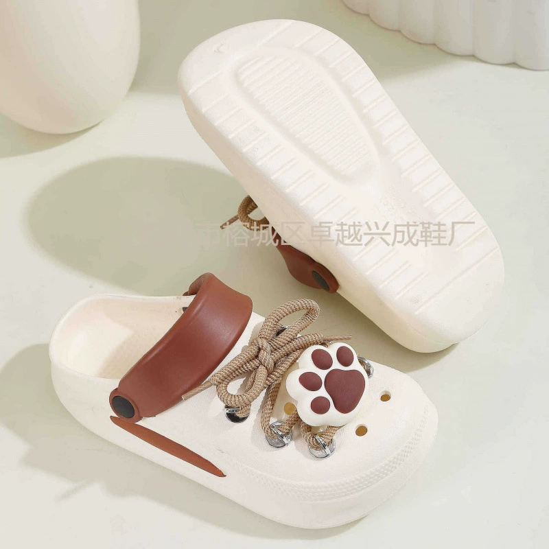 Обувь с толстой подошвной дырочкой женская летняя наружная одежда увеличивается 2025 новый EVA сеть красный пляж холодные тапочки женская оптом