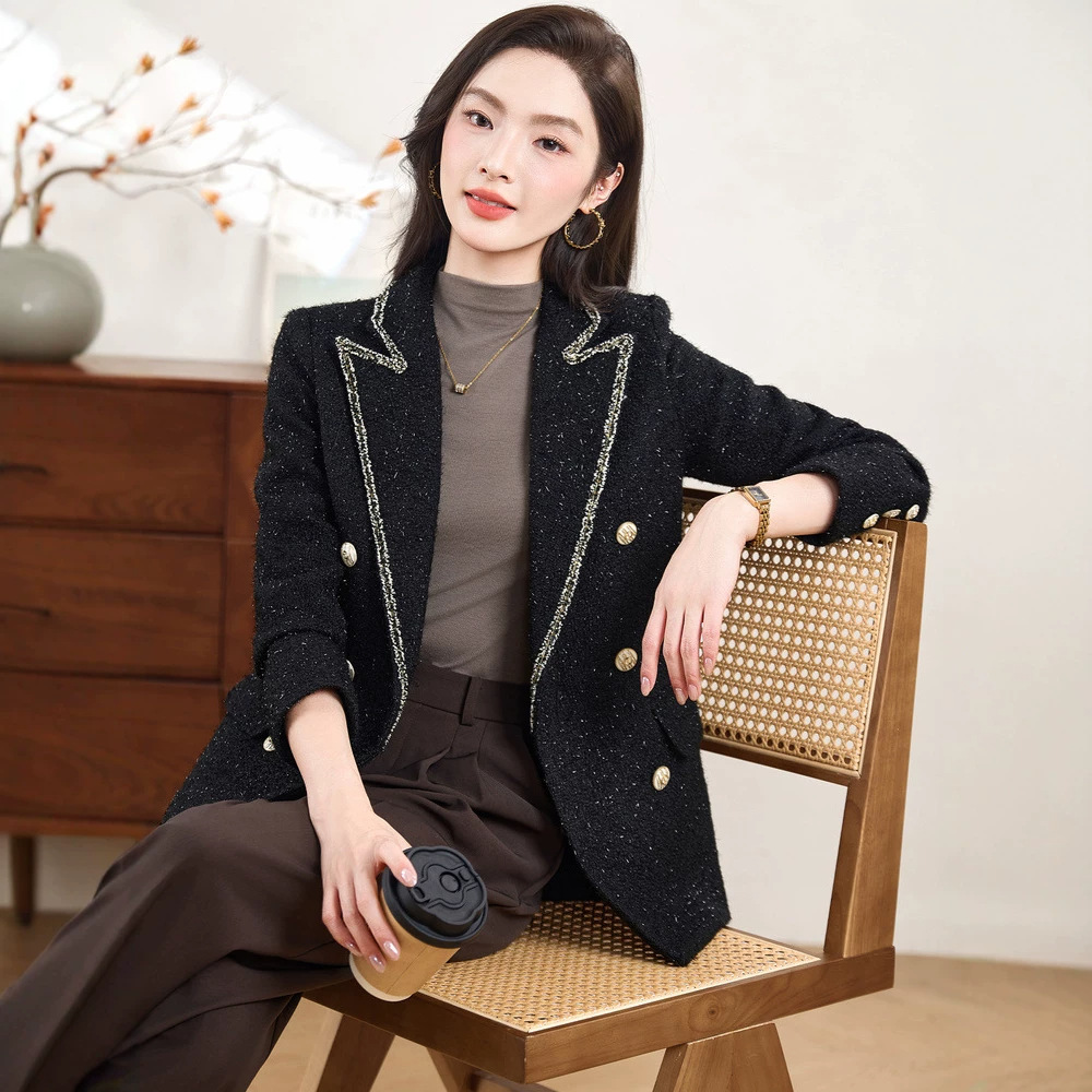 Women's Black Suit Jacket, 2026 New Style, High-End Petite Style, Slim Waist Casual Blazer Top