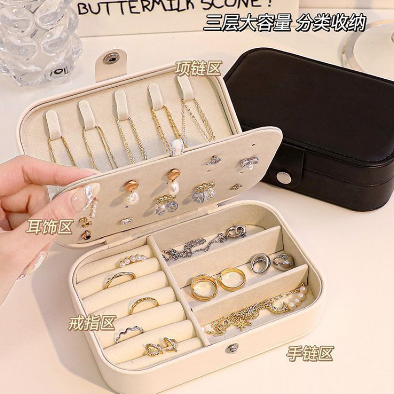 Caja de joyería de collar de viaje portátil pendientes de generación pequeña caja de joyería de anillo caja de joyería de almacenamiento antioxidante