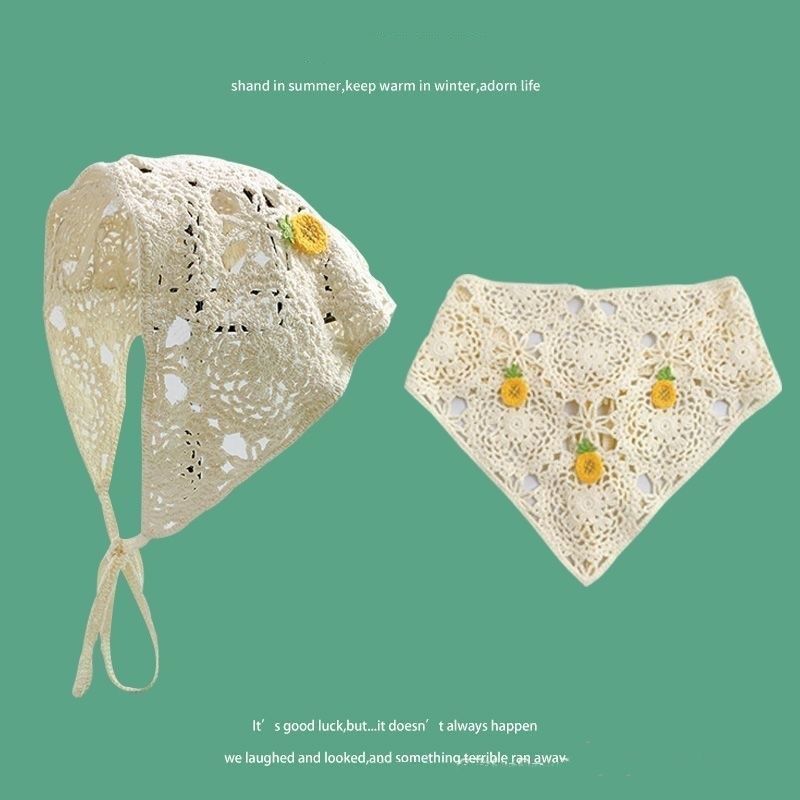[Liquidación de precio de fábrica] Versión coreana de la bufanda triangular hueca de crochet de punto femenino dulce y lindo sombrero de pañuelo de flores de estilo femenino