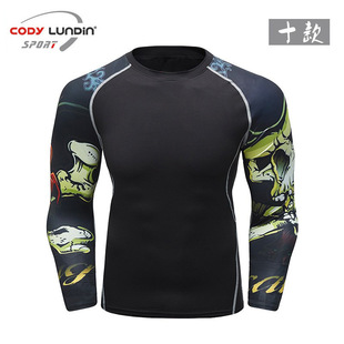 Autumn New Fitness Clothes Tight Clothes Men's Long-sleeved Moisture-wicking Breathable T-shirt Running Training Base Undershirt