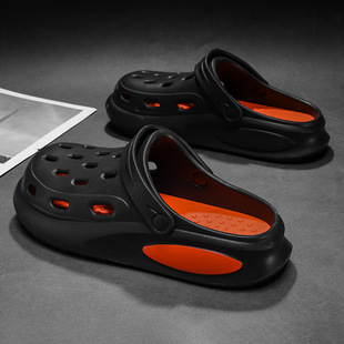 Thick-Soled Croc Shoes Men's Summer Outerwear Fashionable Breathable Beach Shoes Driving Baotou Casual Shoes Sports Sandals and Slippers