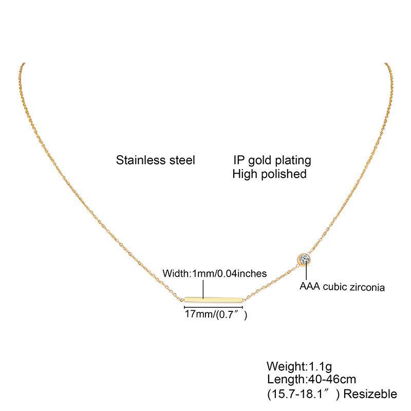 Style Simple Traverser Acier Au Titane Plaqué Or Zircon Plaqué Or Collier display picture 4