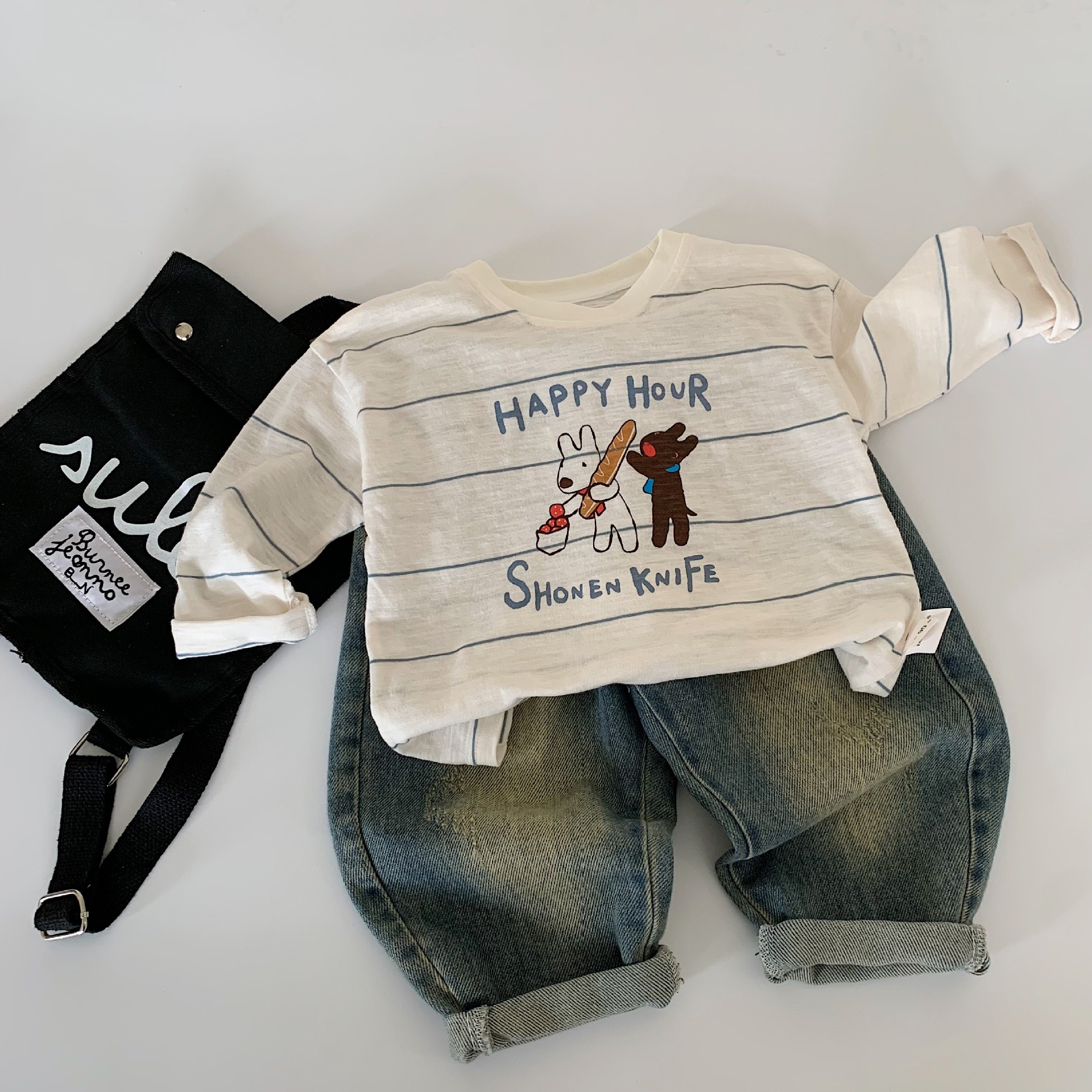 Mai Bao niños de verano camiseta de mangas largas 2025 nuevo estilo coreano de ropa de verano para niños, hombres y mujeres, blusas delgadas, moda de ropa infantil