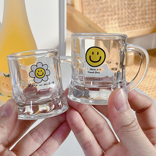 Bolimei Korean Ins Style Glass Soju Cup Mini Wine Cup Fruit Wine Cup Household Glass Smiley Face Glass