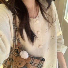 阿秋的店爱尔兰初雪镂空手工钩花开衫毛衣2025秋新款针织长袖外套