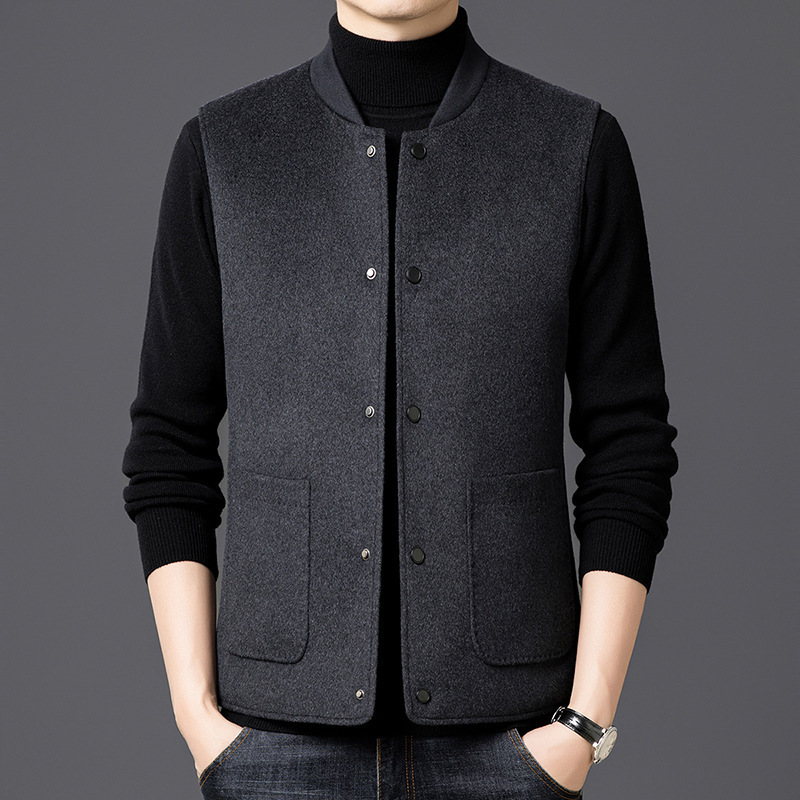 2025 Winter Men's Casual down Vest Wool Solid Color Slim Fit Inner Wear Thickened Vest Sleeveless Waistcoat