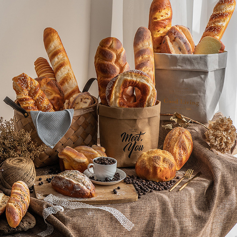 Simulated Bread Model, French-Style Soft Caramel Fake Bread, Display Prop for Cabinet and Photography