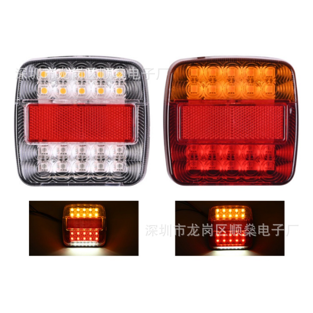 Manufacturer Spot Supply Cross-Border Export 12V24Vled Red and Yellow Square Lights Truck Tail Lights Trailer Lights Truck Tail Lights