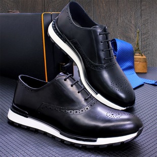 European Station Fashion Men's Casual Shoes Cowhide High-end Leather Shoes for Men