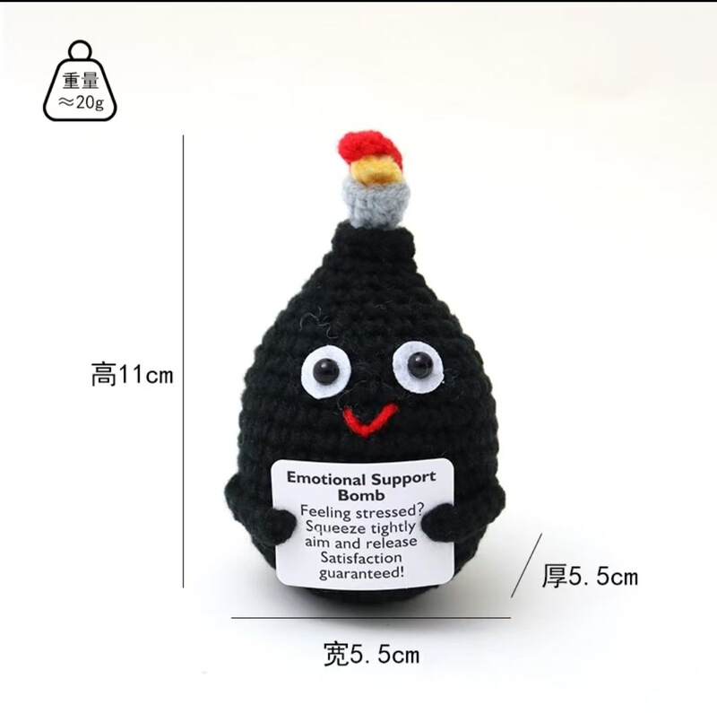 Amazon cross-border e-commerce new black bomb flame doll handmade wool crochet ornaments manufacturers