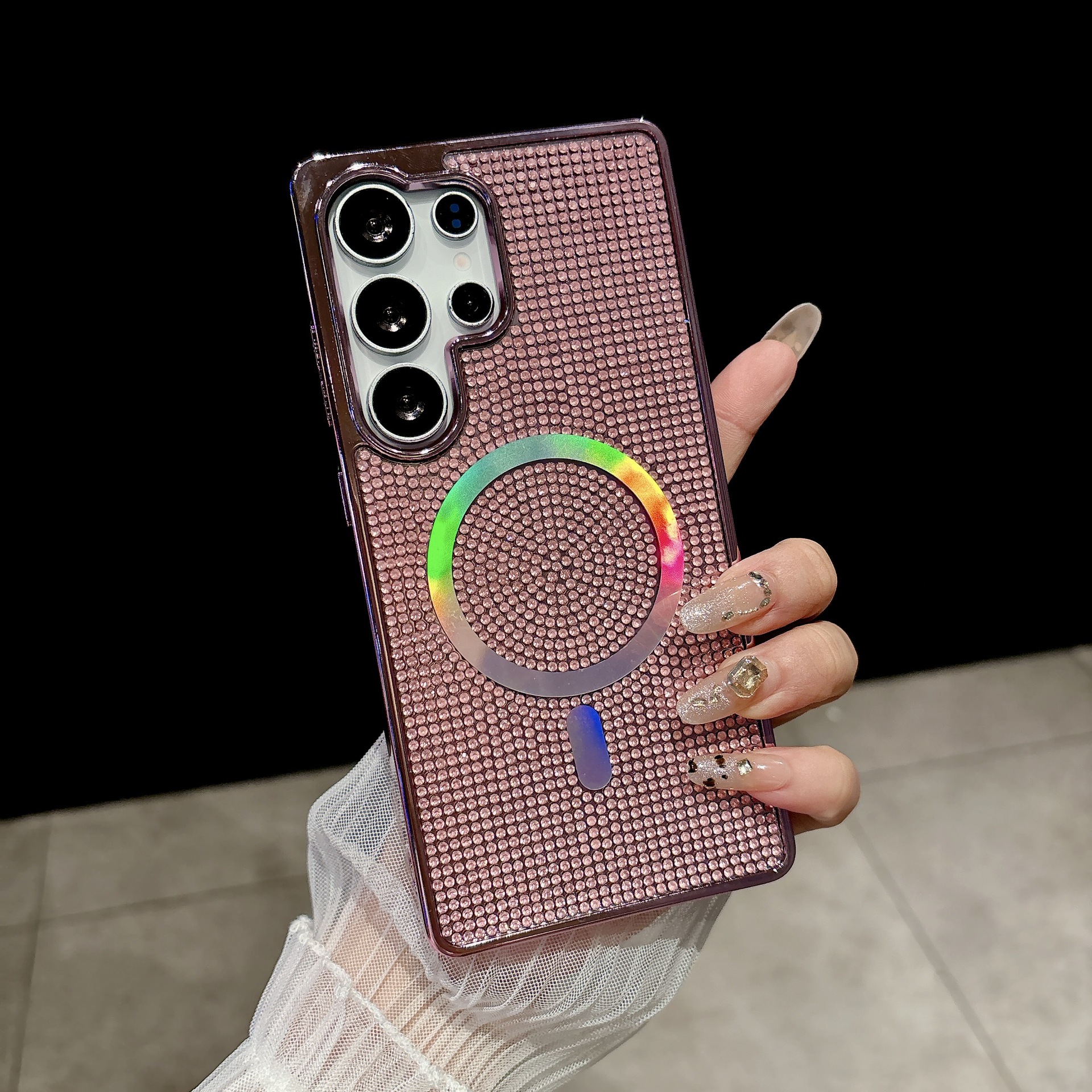 Coque De Protection Magnétique À Strass Pour Samsung S24 Ultra_voghion.com