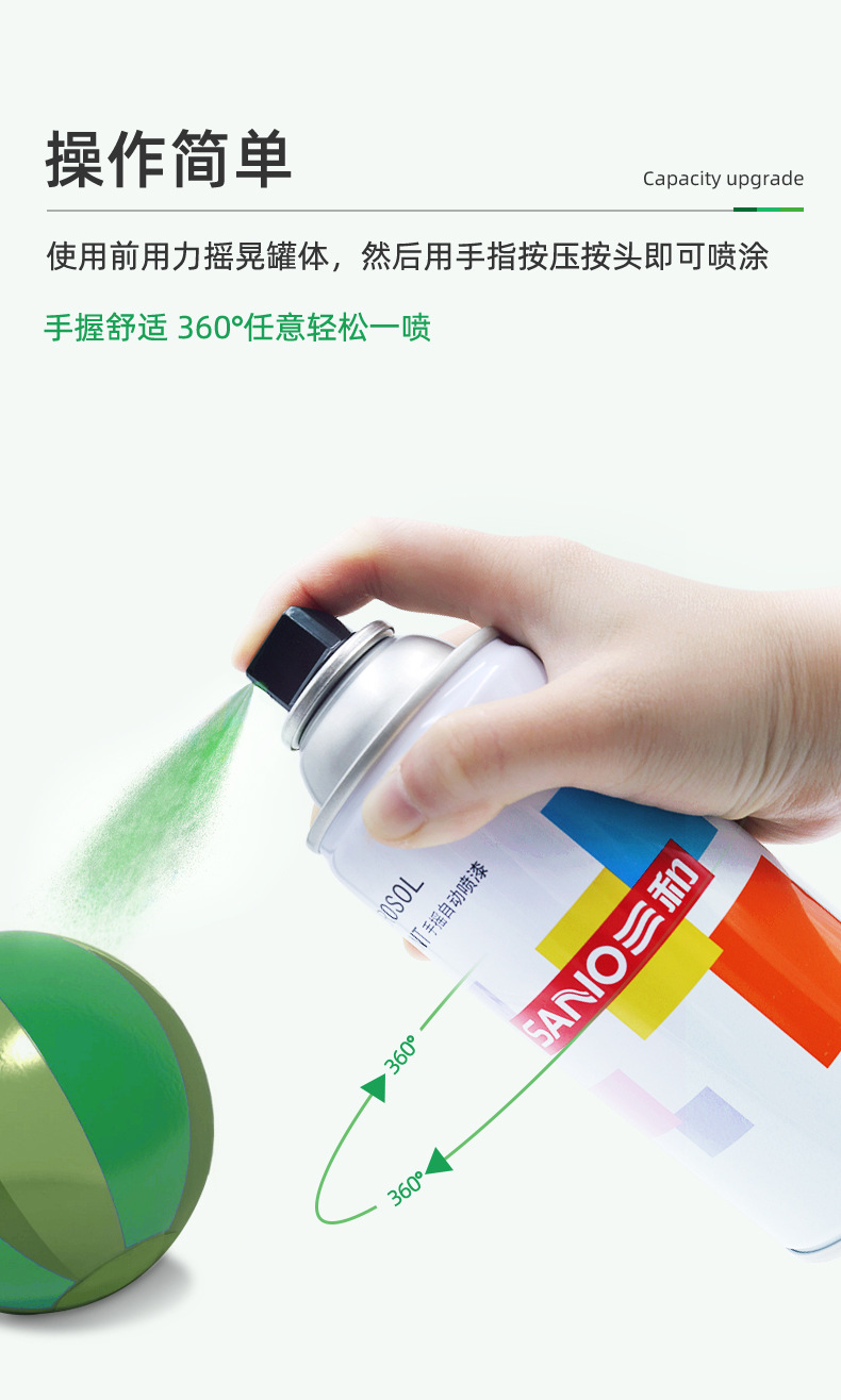 Sanhe Hand Spray Paint for Wood and Wheel Hub Color Change, Car Ral6032 Signal Green Metal Special Anti-Rust Spray Paint