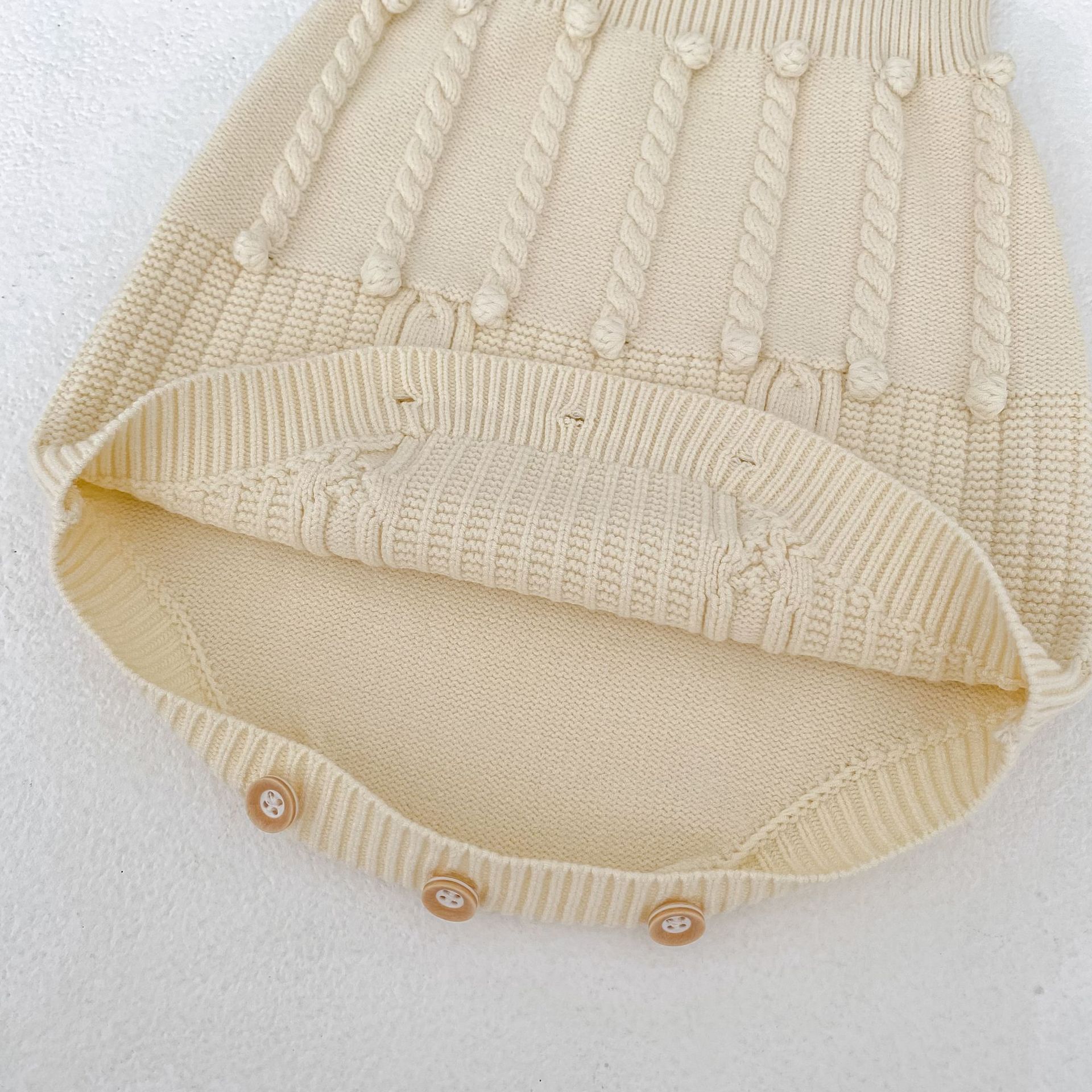 Infant Women's Sweater Hand-hook Bubble Ball Knitted Romper And Coat Two-piece Set