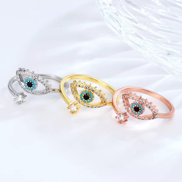 Amazon European and American Cross-Border Devil's Eye Ring for Women, Fashionable and Simple Blue Eyes Index Finger Ring for Women, Wholesale