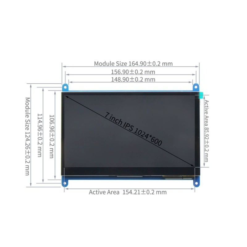 Touch LCD display, 7 inch, 1024x, x600, touch screen
