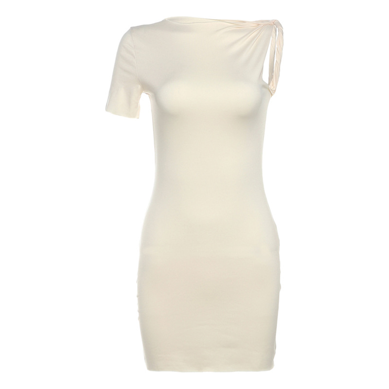 Women's Summer Slim Fit Short-Sleeve Solid Color Bodycon Dress