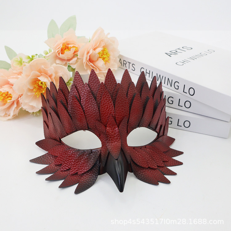 Ventas transfronterizas calientes de alta calidad pico plumas máscaras de mitad de cara búho máscaras Halloween party cos accesorios de vestuario